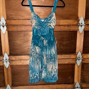 Lilt Blue and White V-Neck Midi Sundress